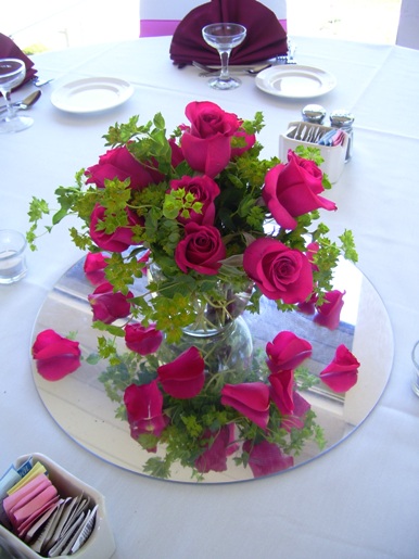 pink rose wedding centerpiece
